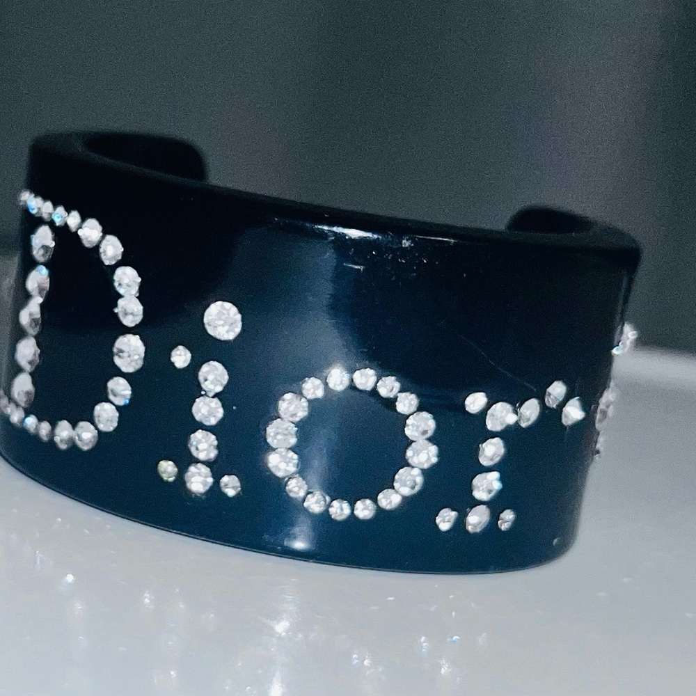 Dior Black Crystal-Embellished Cuff Bracelet vintage